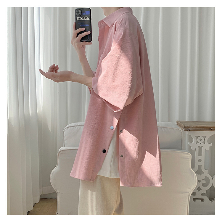 VIBE Style Shirt Teenager Trendy Brand Men's Design Sense Shirt Seven-Sleeve French Boyfriend Style Shirt Gender-Free