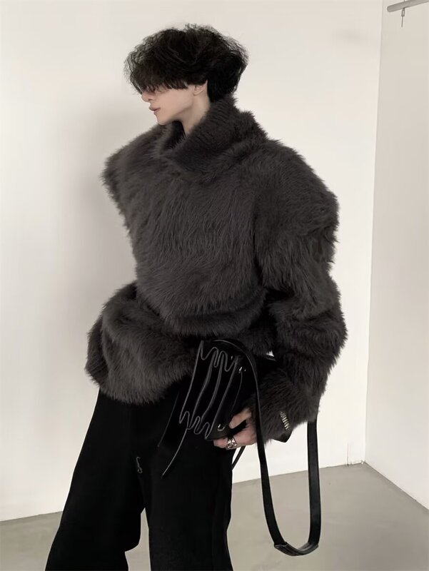 Stuffed Soft Waxy Turtleneck Pullover Knitwear for Men 2025 Autumn and Winter New Loose Lazy Style High-End Knitwear Top