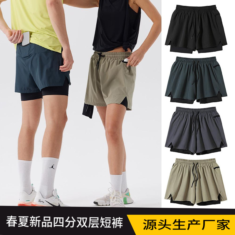 Lulu Spring and Summer New Arrival Quad Double Shorts for Men and Women Sports Loose Quick-drying Breathable Casual Running Fitness Cycling Lulu Spring and Summer New Arrival Quad Double Shorts for Men and Women Sports Loose Quick-drying Breathable Casual Running Fitness Cycling