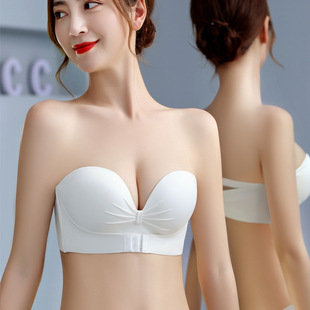 Summer strapless underwear women's non-slip push up small chest wrap bra sexy invisible tube top wedding dress beauty back bra