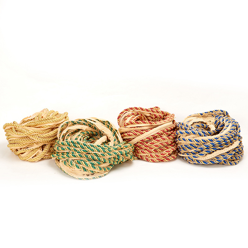 新款彩色流苏三股绳diy窗帘沙发束口捆绑装饰绳手提袋礼品可批发