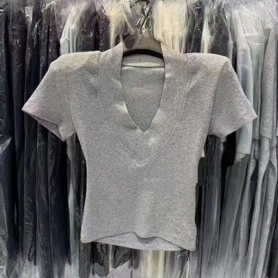 Summer New Korean Style Fashionable Elegant Minimizer Back Hollow Short Top Slim-fit Slimming Short-sleeved T-shirt for Women