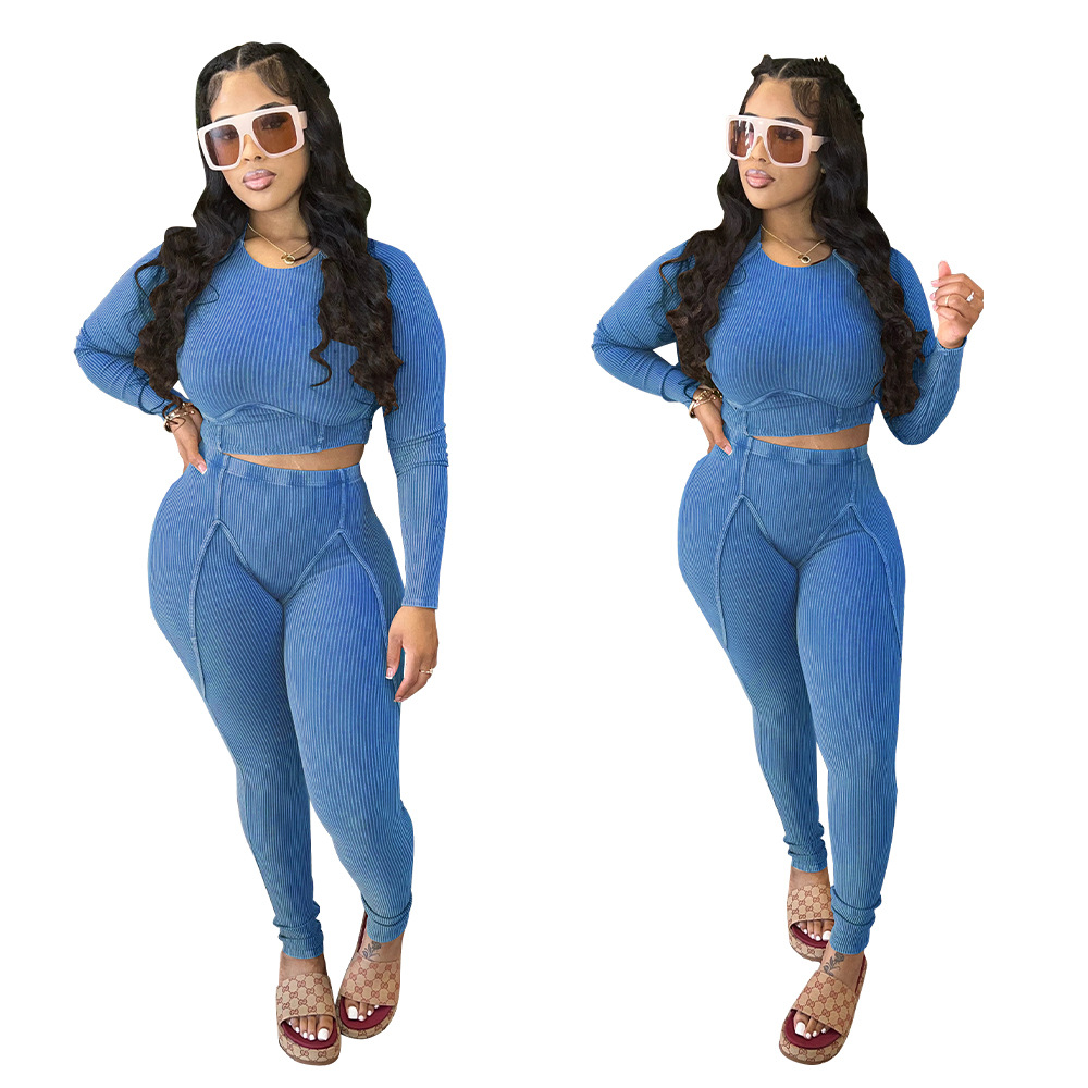 700g Weight Long Sleeve Sleeve Length Spandex, Polyester Fabric Type Pant Co-ord Set Sets Type 2 Pieces Set Quantity Daily, Street Occasion Round Neck Neckline Warm Function Skinny Fit Type Solid Color Pattern Autumn Season Women's Gender Printing Design Casual Style Daily Street Women's Casual Solid Color Spandex Polyester Printing Pant Co-ord Set Pants Sets 27