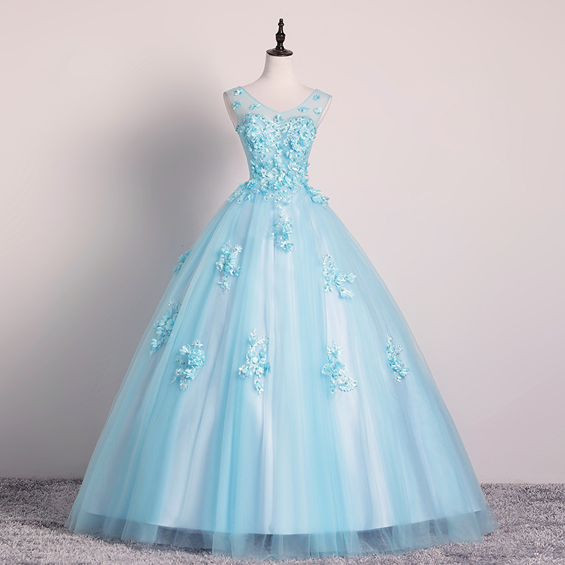 New 2026 Colorful Wedding Dress in Haze Blue, Solo Performance Dress for Women, Elegant Vocal Performance Exam Tutu Dress, Modern New 2026 Colorful Wedding Dress in Haze Blue, Solo Performance Dress for Women, Elegant Vocal Performance Exam Tutu Dress, Modern