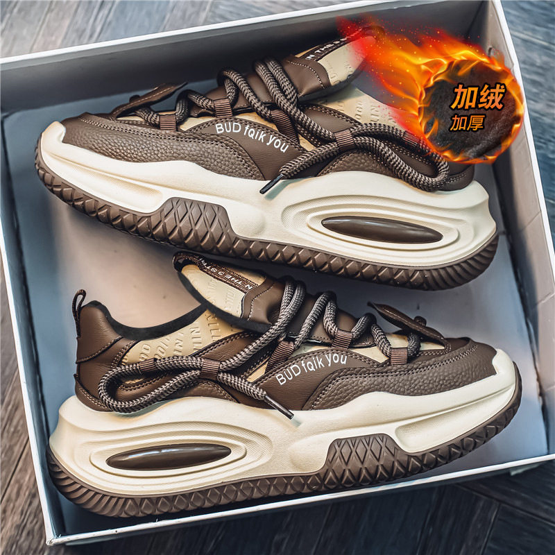 Giày thể thao nam cổ thấp lót lông giữ ấm, đế dày tăng chiều cao, kiểu sneaker dạo phố — X5128- 1m màu xanh lá cây, X5128-1 Kaki, X5128-1 đỏ xanh