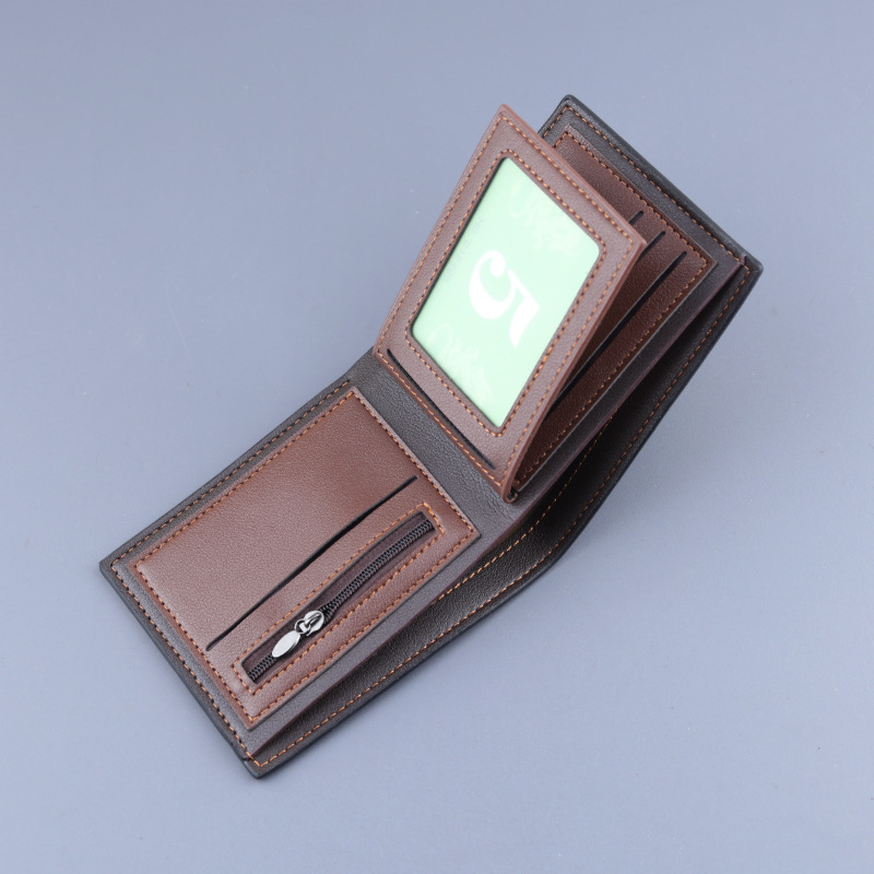 Nueva billetera corta titular de la tarjeta de los hombres cartera integrada de los hombres cartera corta de negocios cartera de los hombres con cremallera fábrica al por mayor