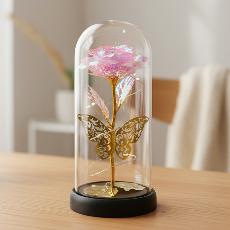 Amazonas transfronterizas flores inmortales cubierta de vidrio de oro de flores de flores de Navidad Día de la Madre Regalos de Día de San Valentín Decoraciones creativas