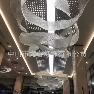 Hotel lobby banquet hall crystal glass ribbon chandelier hotel club hall front desk front hall running water