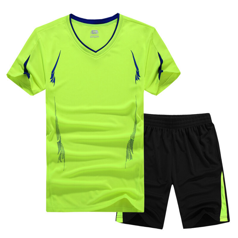 Traje deportivo de tamaño king para hombres de verano running mangas cortas running trajes de fitness para hombres sueltos camisetas de baloncesto de cuello en V dos piezas set