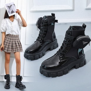 Foreign Trade Large Size 2025 New Lace-Up Round Toe Thick-Soled Short Boots for Women British Style Fashion Boots for Women