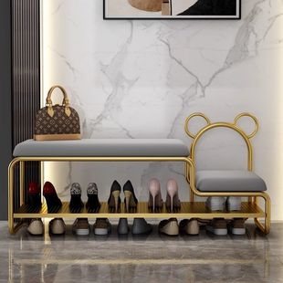 Light Luxury Installation-Free Shoe-Changing Stool Storage Entry Shoe-Changing Door Stool Nordic Shoe Rack Children's Entry Integrated Shoe Cabinet