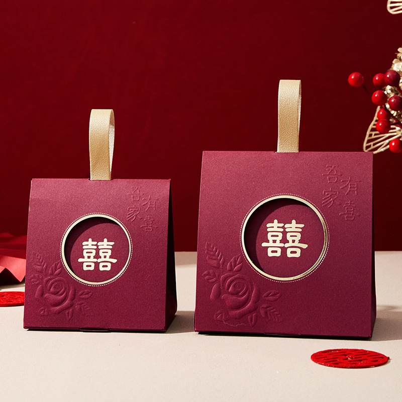 结婚订婚喜糖盒子2025新款手提喜糖袋创意新款婚庆礼装糖果纸空盒|undefined