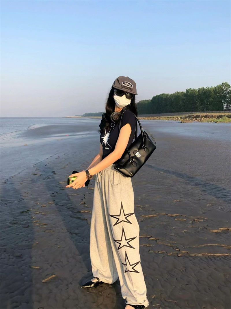 Title 11, Kadın Yıldız İşlemeli Geniş Paça Pantolon, şık ...