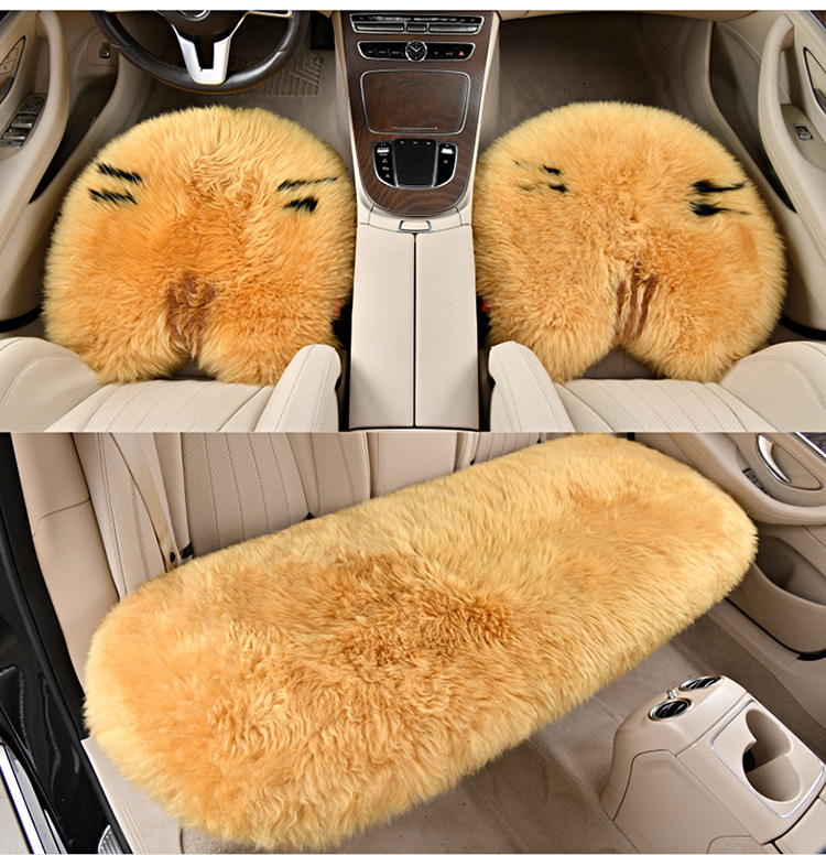 Pure Wool Car Single Seat Winter Cashmere Shear Plush Real Fur One-piece Rear Warm Ass Pad