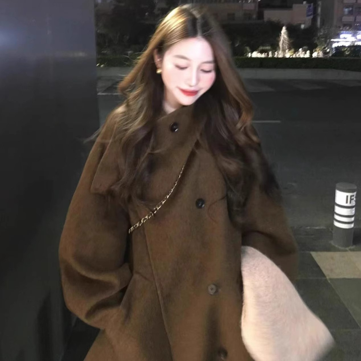 Trendy 2025 Autumn Fashion Solid Color Elegant Youthful Long-Sleeve Woolen Coat for Women, Loose and Versatile Casual Top