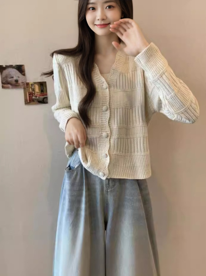 Cárdigan de Punto con Cuello en V para Mujer de Acetato con Botones para Primavera