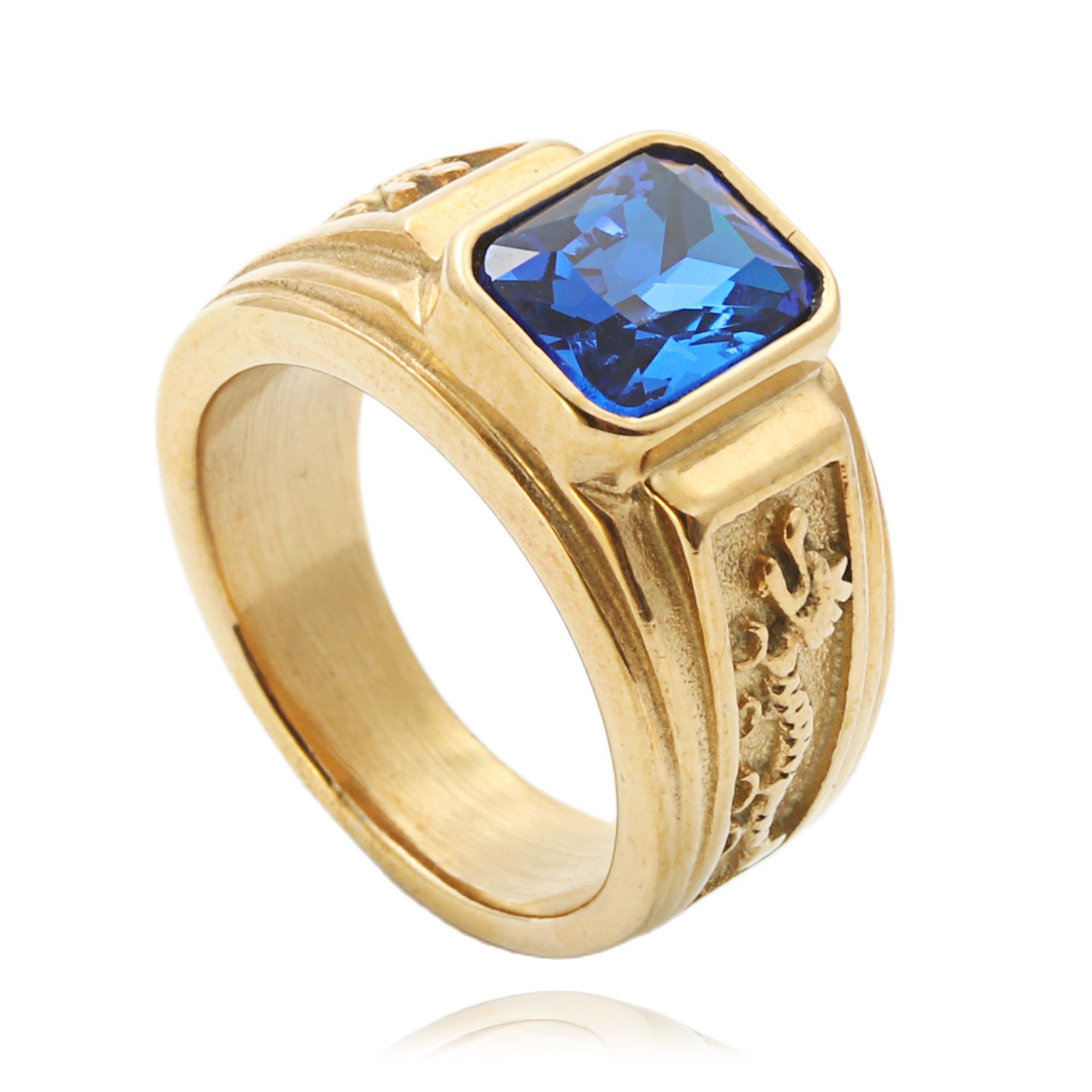 Retro multicoloured ring with stone stainless steel for men and…