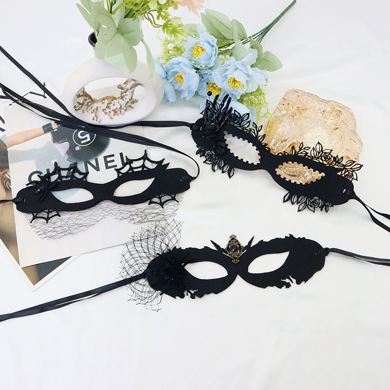 Nuevas máscaras de flores negras máscaras de baile máscaras de Halloween máscaras de mujeres máscaras de gato cos máscaras de mitad de cara