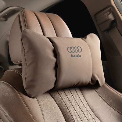 Suitable for Audi Headrest, Lumbar Support, and Neck Pillow A3/A4L/A5/A6L/Q3/Q5/Q7 Car-Specific Seat Accessories (Headrest) - butterfly-style-chestnut-brown-audi-headrest-set