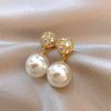 7# golden ball pearl earrings
