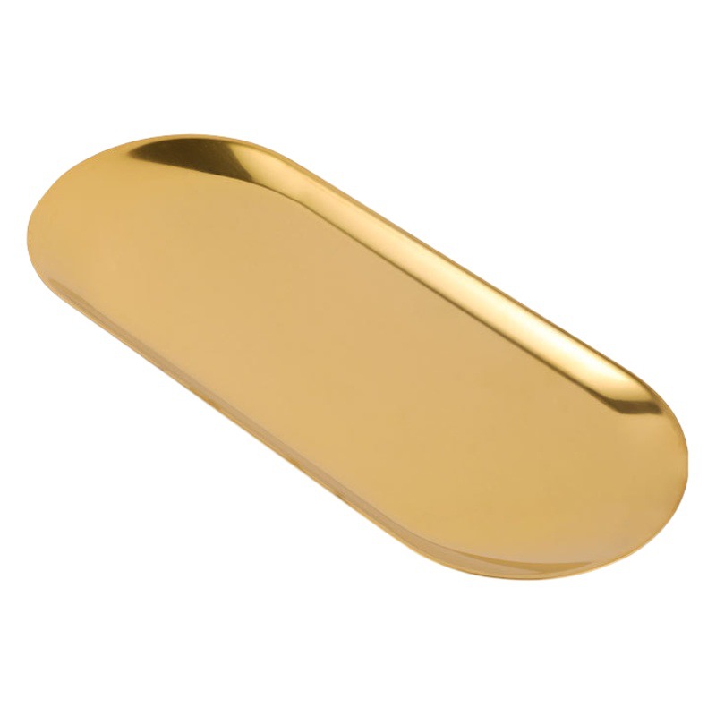 Thickened Stainless Steel Tray Jewelry Storage Tray Ins-Style Dessert Snack Tray Towel Tray Aromatherapy Candle Oval Tray