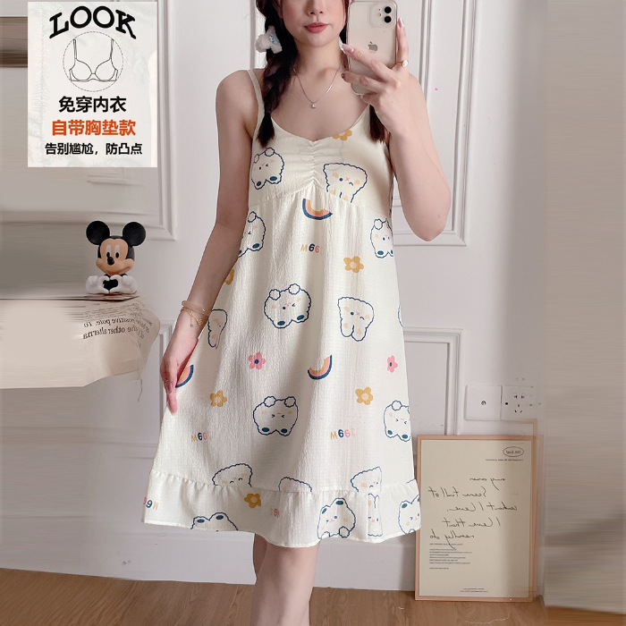 2025 verano abrigo plegado pijama chicas lindas dibujos animados pijama de chicas falda de ropa para el hogar fabricantes de comercio exterior