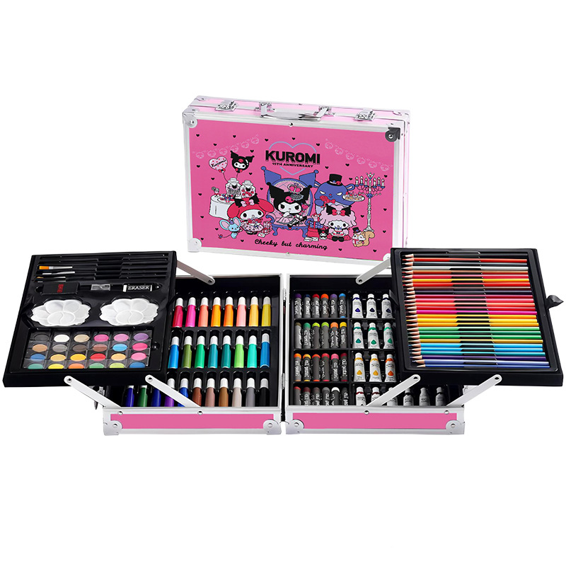 Explosión de fábrica directa 145 caja de aluminio de doble capa para niños pincel conjunto de pintura acuarela estudiantes suministros de arte al por mayor image 10