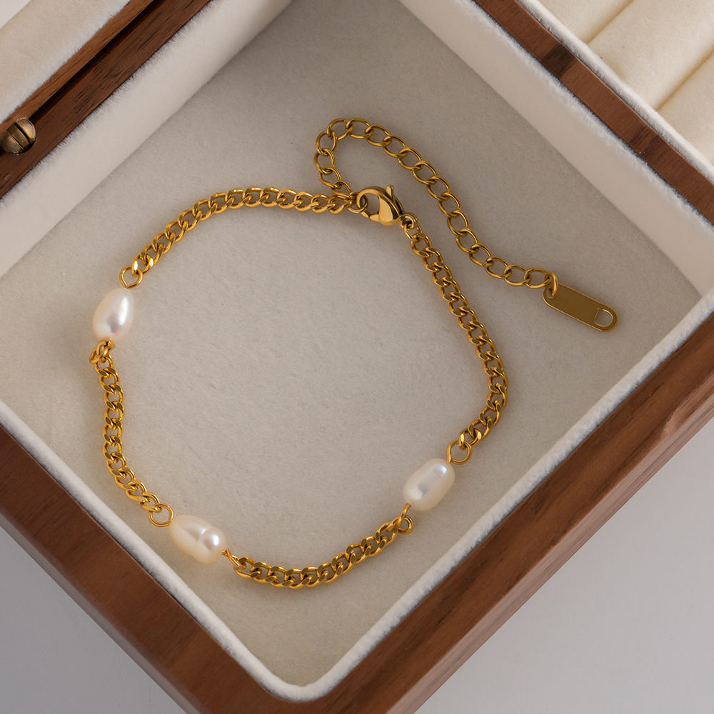 Fashion Geometric Stainless Steel Pearl Plating Bracelets 1 Piece