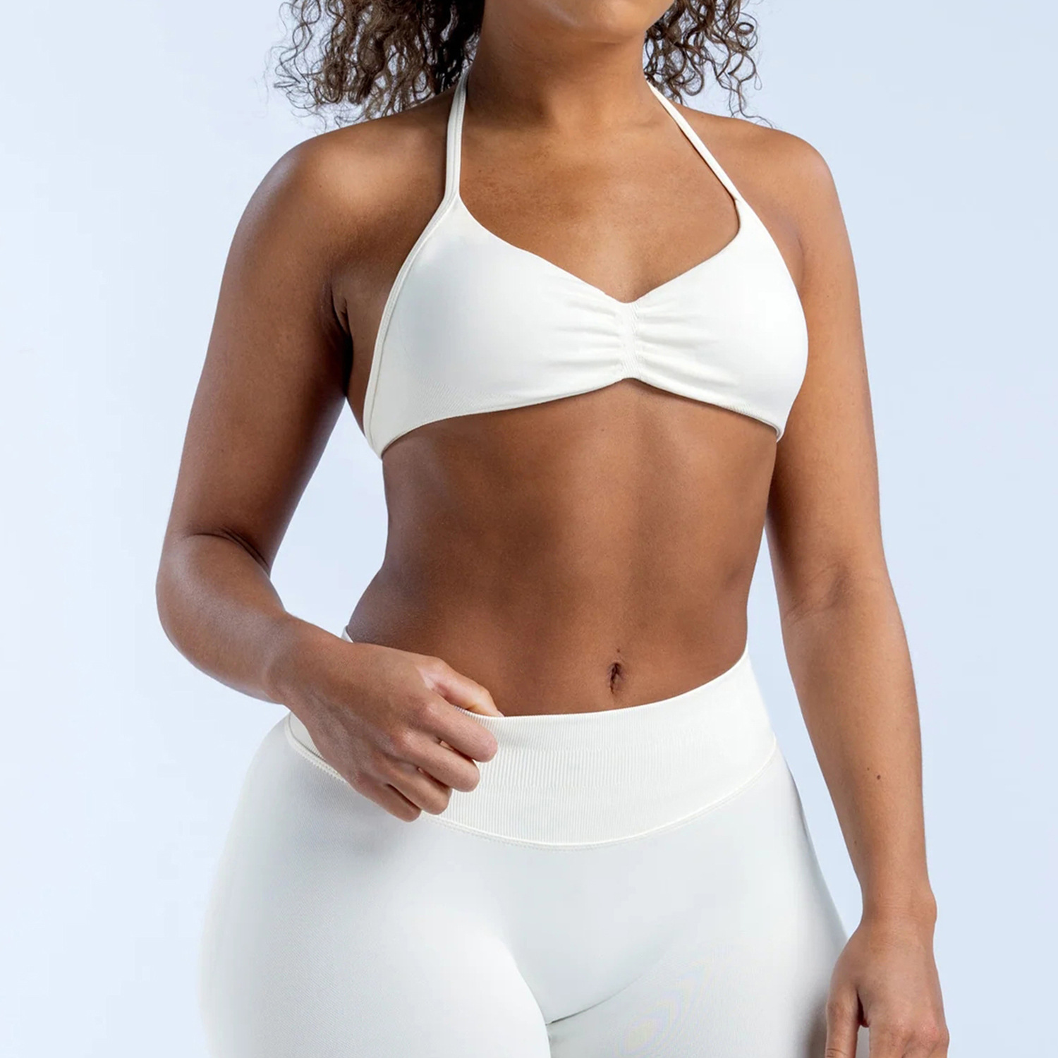 Chaleco halter de yoga sin costuras transfronterizo pantalones de yoga de cadera elásticos altos pantalones de fitness tirantes conjunto de sujetador deportivo