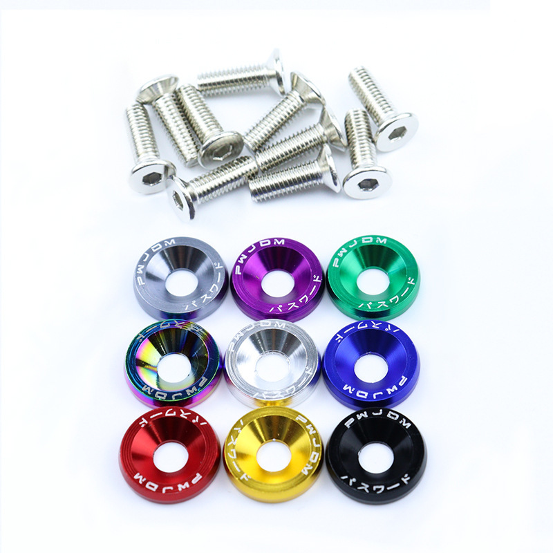 Car modification gasket screw license plate frame screw decorative gasket JDM car modification M6 gasket screw