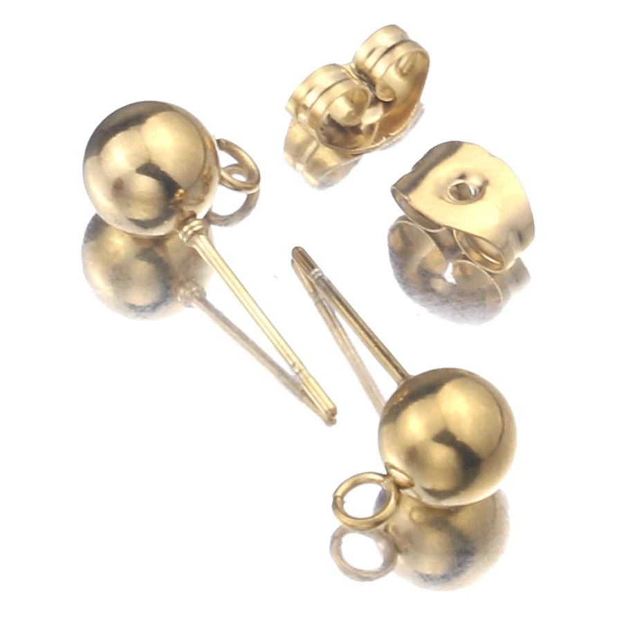 Aguja de soldadura de cuentas de acero inoxidable con pendientes de oído colgantes pequeños espárragos DIY oído 18K oro hecho a mano joyería accesorios anti-alergia