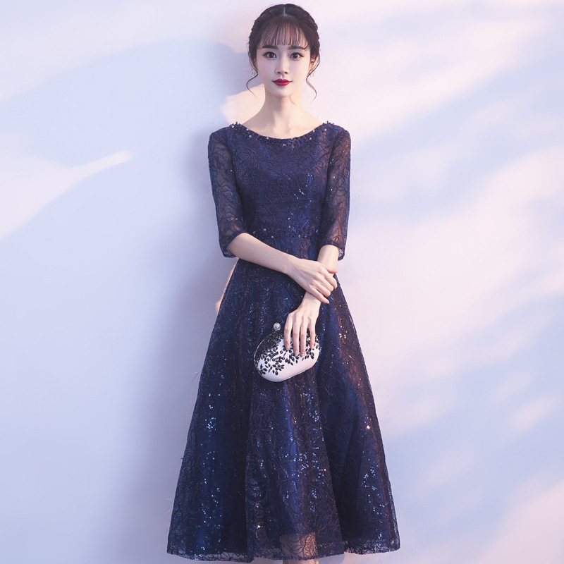 Banquet evening dress women's elegant western style mom attending wedding high-end light luxury niche can wear dress at ordinary times Banquet evening dress women's elegant western style mom attending wedding high-end light luxury niche can wear dress at ordinary times