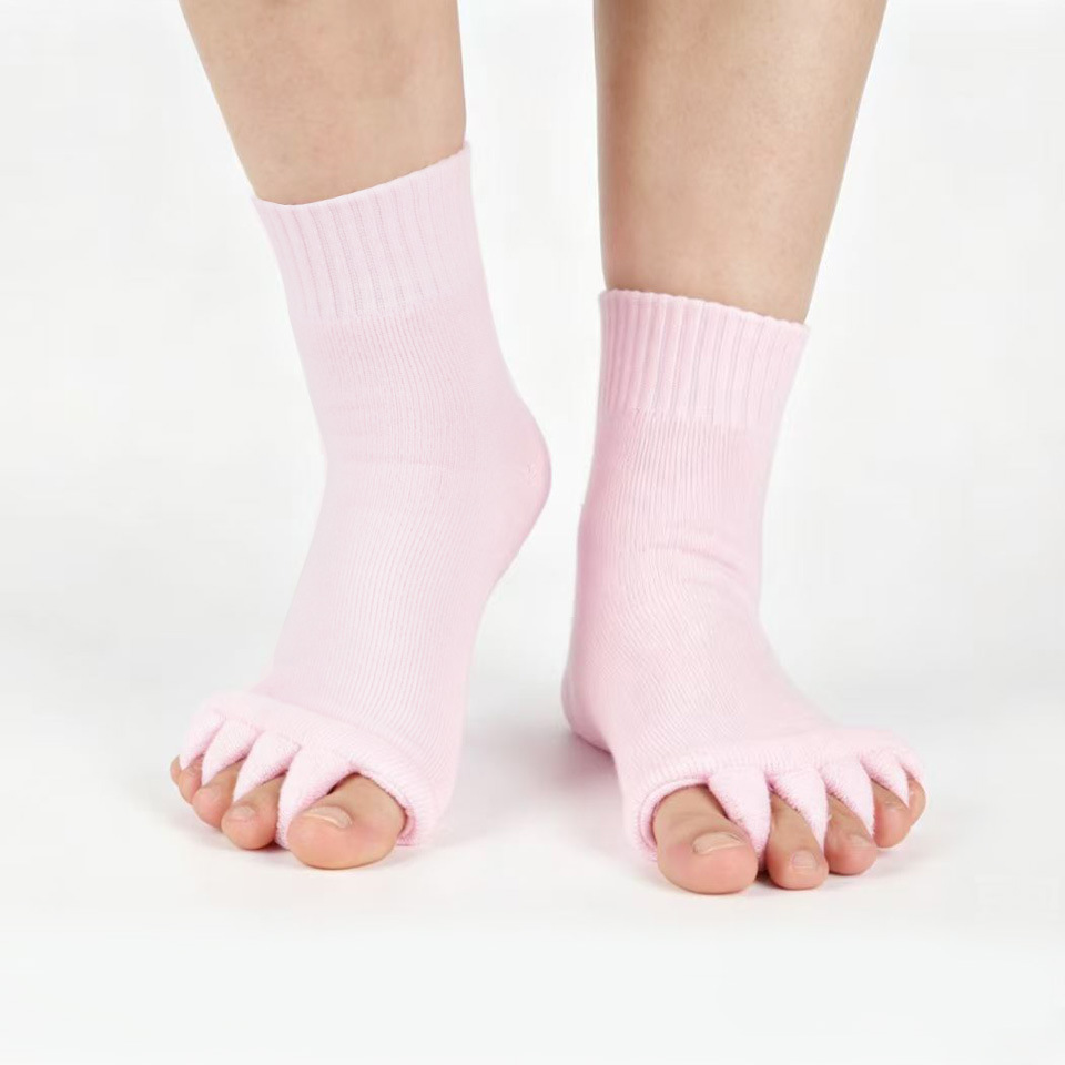 Calcetines del dedo del pie japoneses y coreanos calcetines del dedo del pie de la yoga del masaje DE LA SALUD calcetines del dedo del pie del algodón de acrílico suave de las mujeres calcetines abiertos del dedo del pie