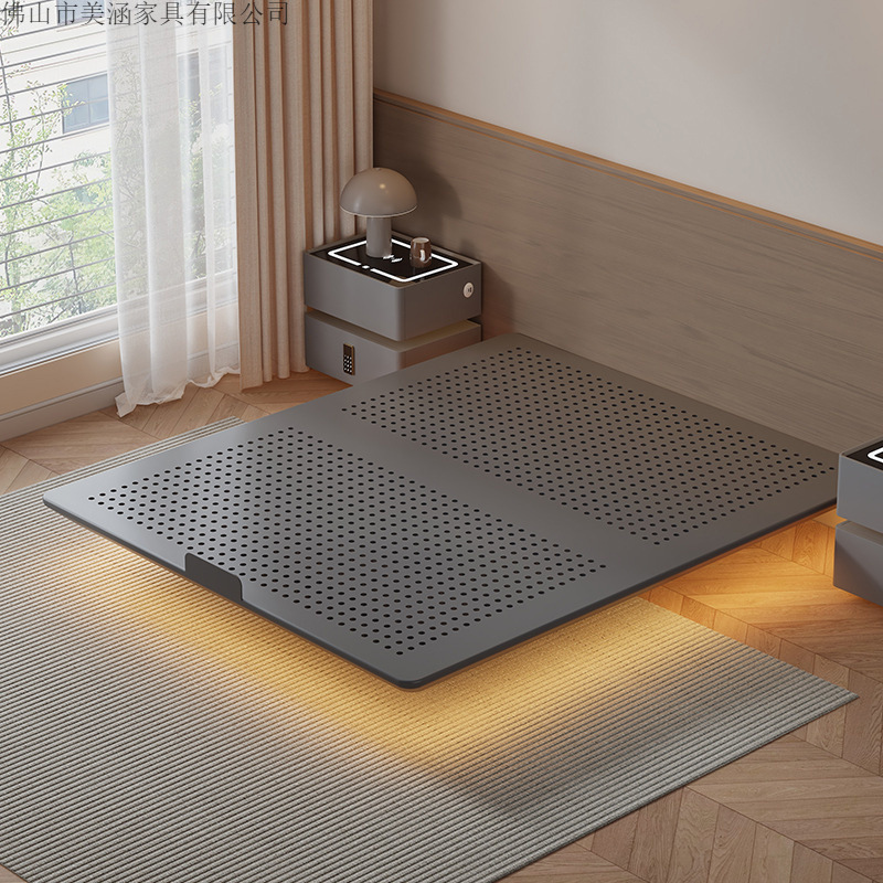 2025 New Suspended Bed Iron Frame Bed Household Stainless Steel Hole Board Without Backrest and Bedside Wrought Iron Suspended Bed Frame