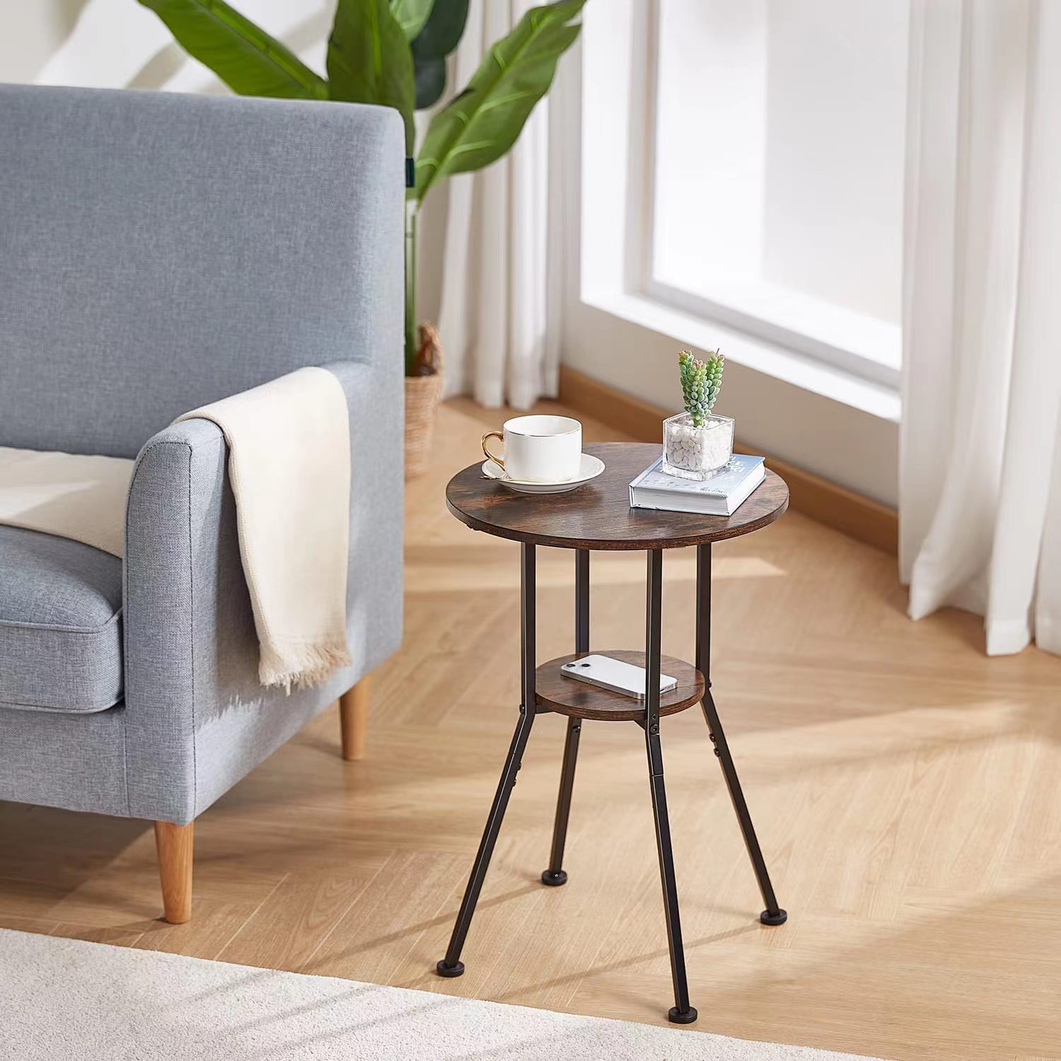 The manufacturer supplies 2-layer round coffee table with sofa and…