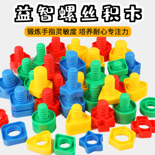Children's DIY screwing screw toy shape matching blocks assembly intelligence early education Montessori screw set