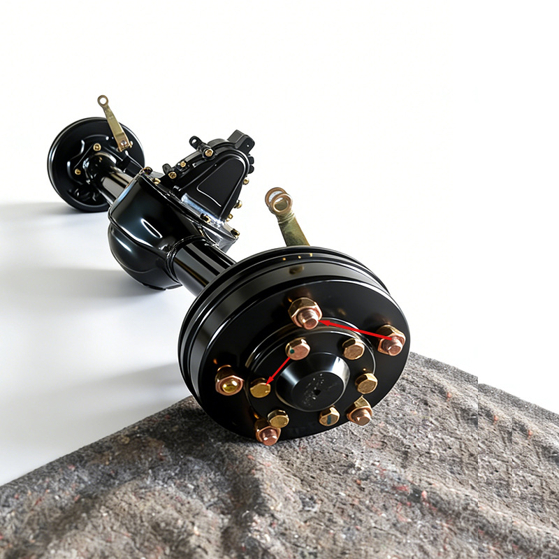 Tricycle Rear Axle Assembly, Thickened Axle Housing with Drum Brake, Integrated High and Low Speed Gear Shift, Universal Modification Parts for Electric Tricycles