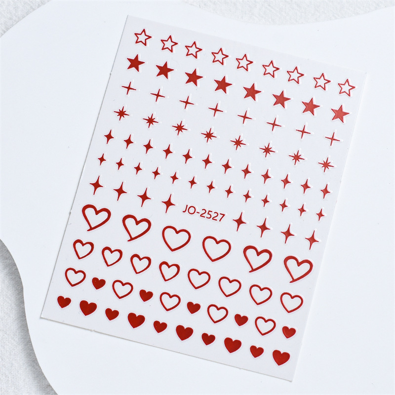 Año nuevo rojo uñas pegatinas festivo flor arco corazón francés letras ricas nuevo país estilo adhesivo uñas pegatinas