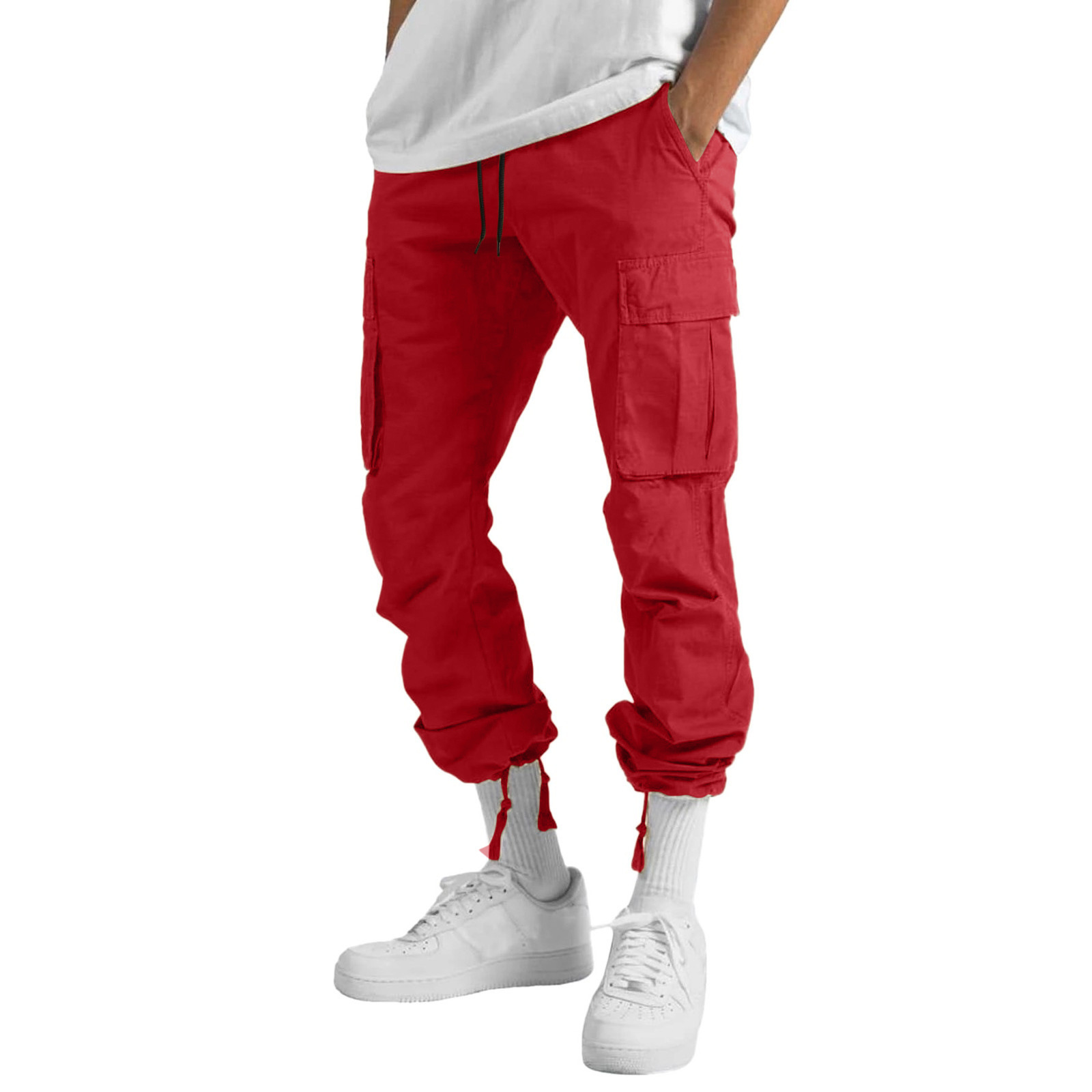Pantalon décontracté homme avec cordon et poches style cargo_voghion.com