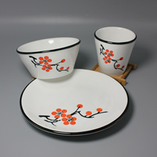 厂家直供消毒陶瓷餐具套装火锅餐厅饭店碗碟盘骨碟四件套丰收碗