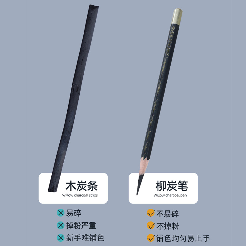 Xiupu Fulai Carle Examen de la articulación de sauce lápiz de carbón bosquejo estudiante de arte especial lápiz bosquejo pintura sauce lápiz de carbón tira de carbón