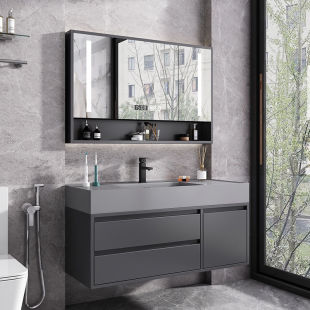 Light Luxury Rock Slate Integrated Washbasin Bathroom Washbasin Bathroom Floor-Standing Bath Cabinet Washbasin Cabinet Combination
