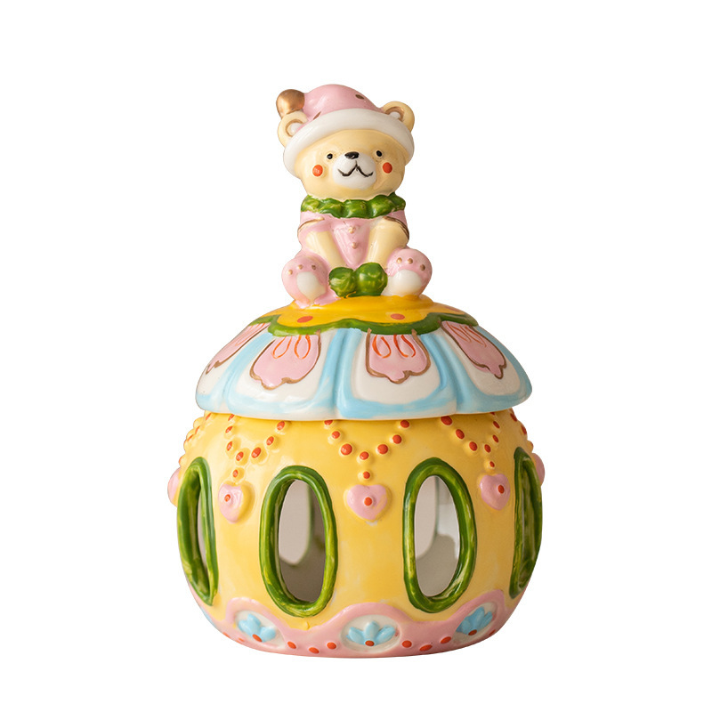 セラミックサーカスベア外国貿易工芸品ホームアロマテラピー装飾品クラフト装飾品濃い色手描きのクマ|undefined
