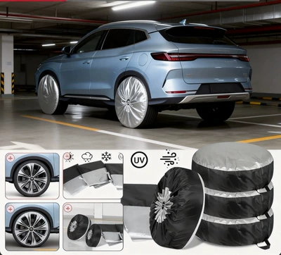 Spare wheel cover Spare Tire Cover with Logo Printing - black-and-silver-s-size-4pcsopp-bag