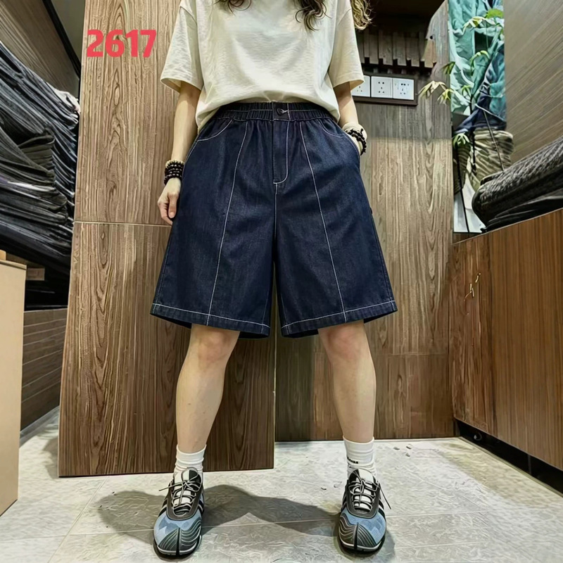Summer 2026 women's denim mid-length pants, loose casual lazy style, five-point pants, college style, new thin shorts