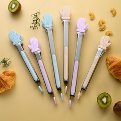 Silicone barbecue tongs cute palm bread food tongs stainless steel high temperature resistant anti-scalding extended steak barbecue tongs