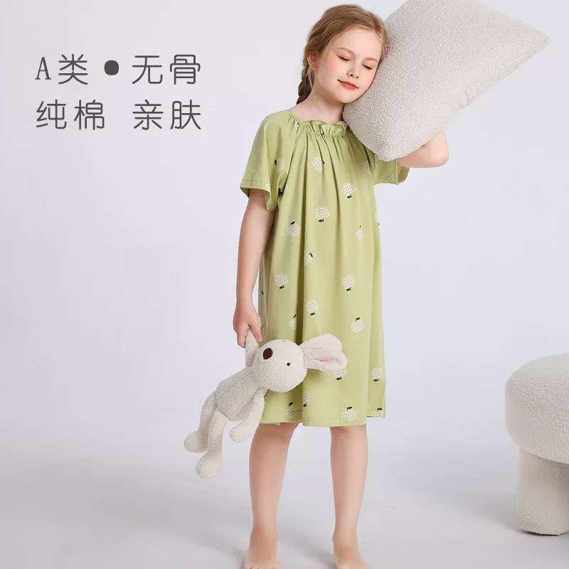 Cotton summer pijama, children's skirt for princess, family style, for teenagers, plus size, loose fit