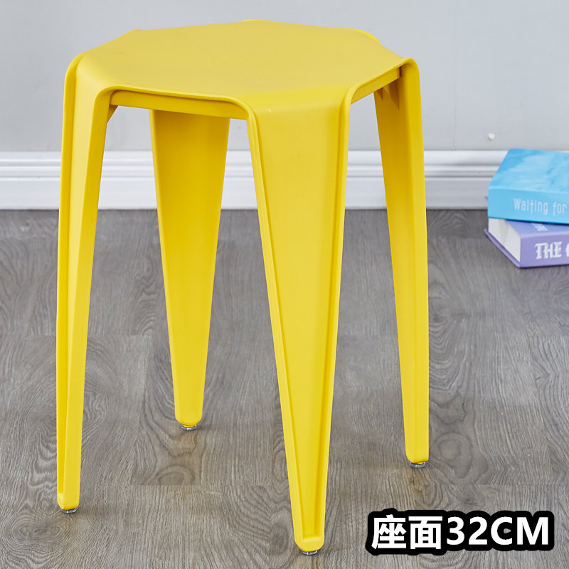 노란색 - 전체 플라스틱 - 사각형 의자 - 좌석 표면 32CM ⚑