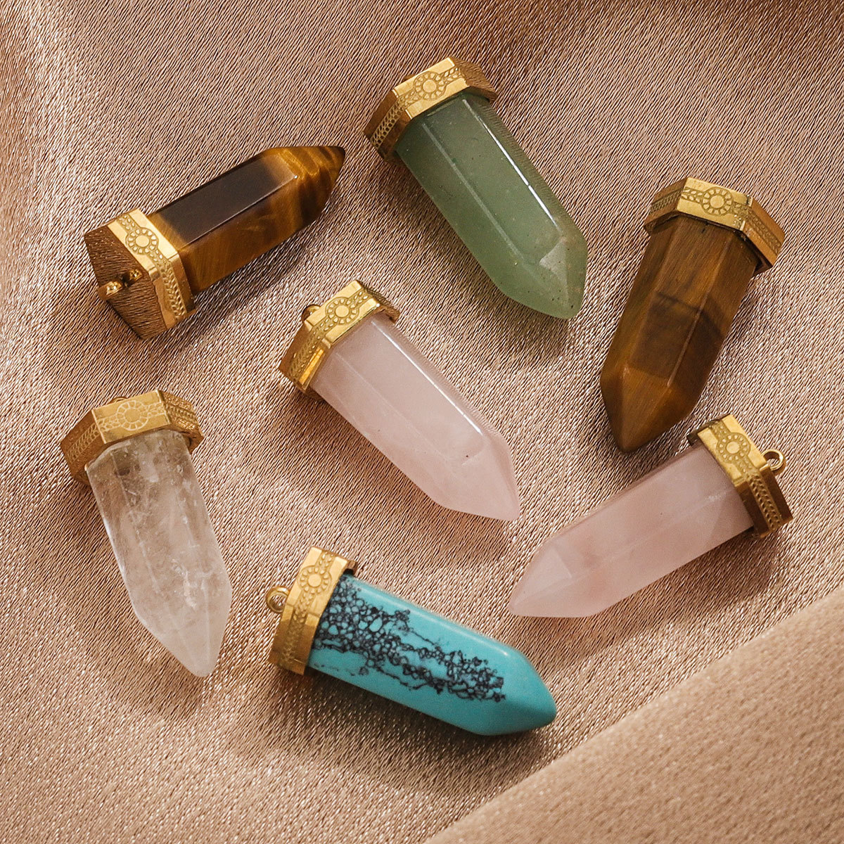 Acero inoxidable con gota de agua de piedra natural accesorios collares de pendientes de moda europea y americana DIY collares de bala al por mayor