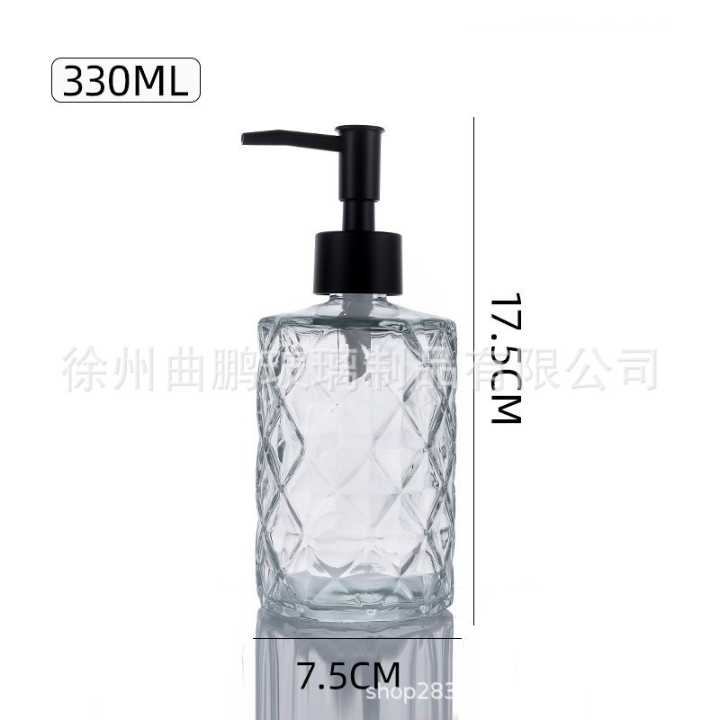 투명한 병 + 검정색 펌프 헤드, 투명